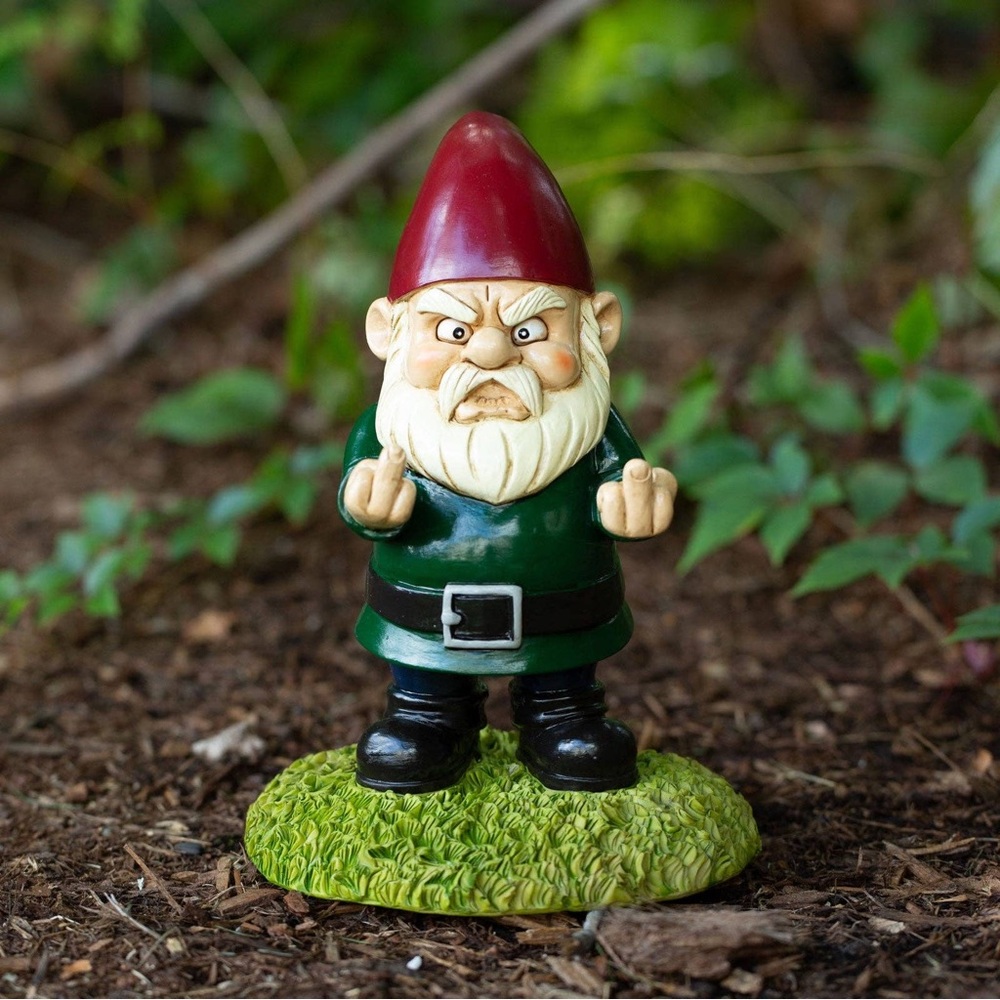 Up yours middle finger Garden Gnome Figurine funny gift new in box